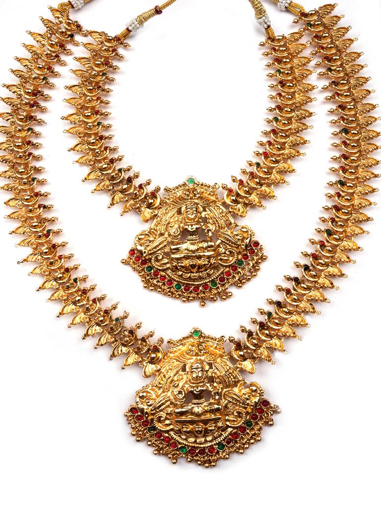 Luxurious Gold Plated Laxmi Combo Jewelry Set : SATJS298