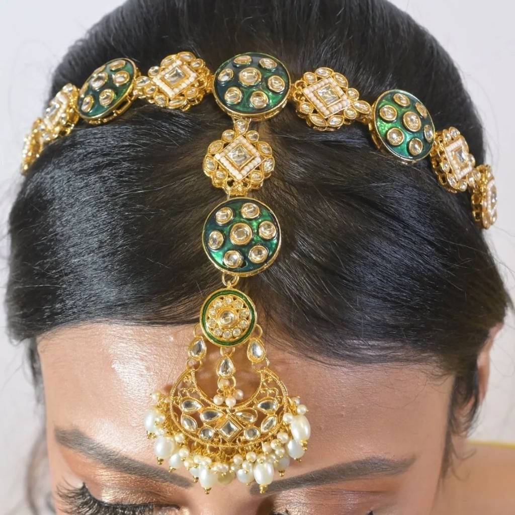 Palki Kundan Headband With Maangtikka : HAIR0071