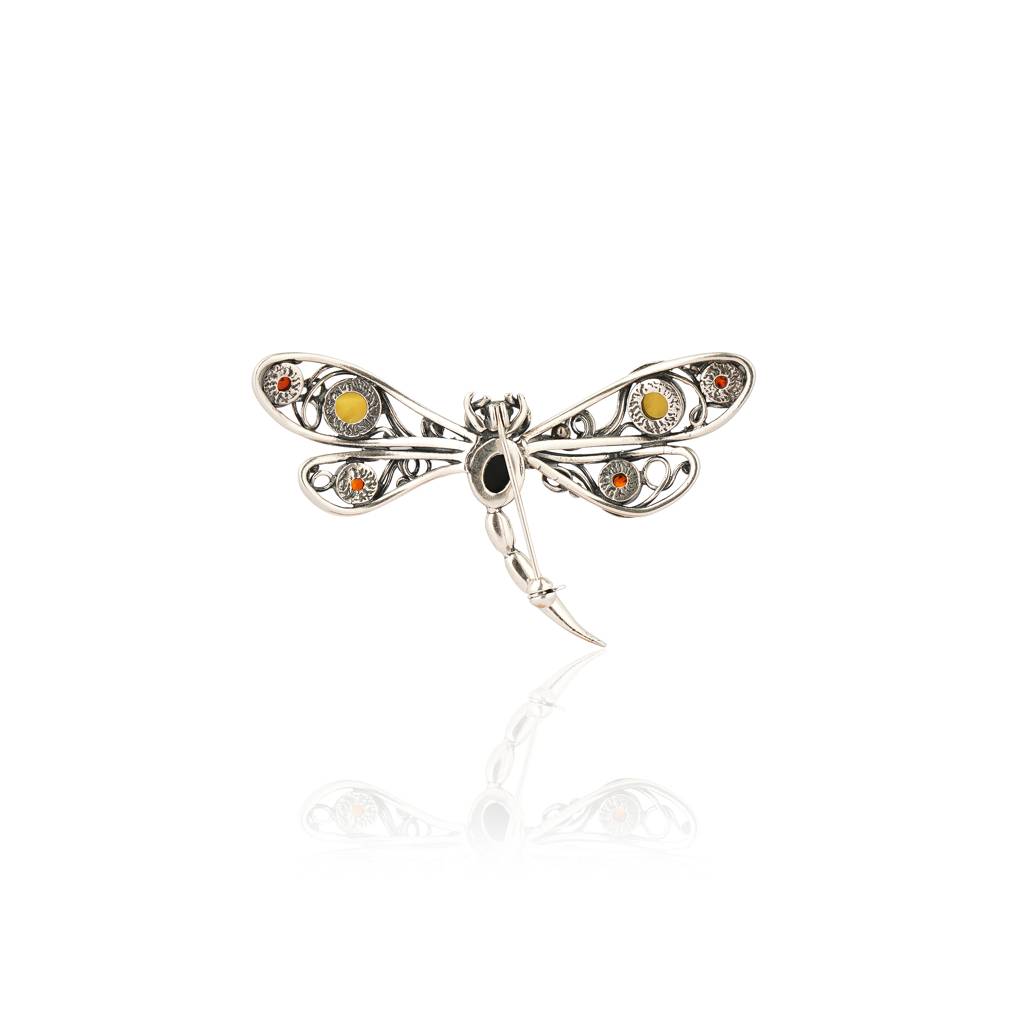 Baltic Amber & Sterling Silver Dragonfly Pendant – Multi-Colored Amber Jewelry, 925 Silver, No Chain, Gift Boxed - View #6