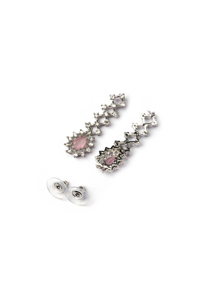 Handmade Sleek Ad Pendant Style Necklace Setâ : AD143PINK