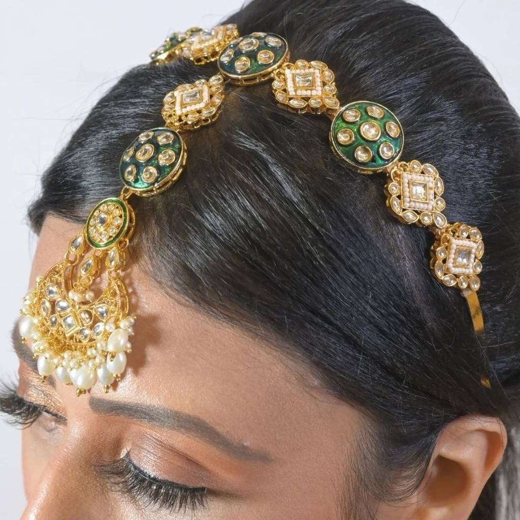 Palki Kundan Headband With Maangtikka : HAIR0071