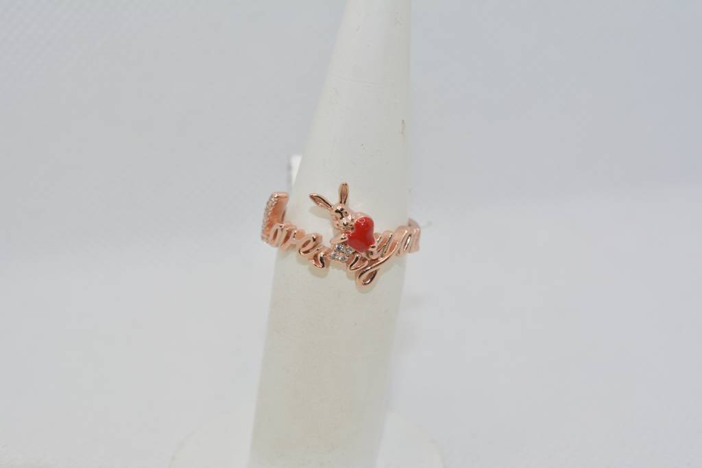 "Love You" Bunny Red Heart Ring : 479