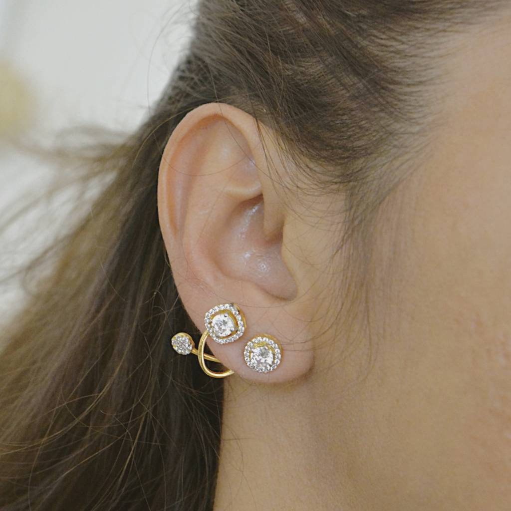 Exquisite Round & Square Solitaire Jacket Earrings : 1241