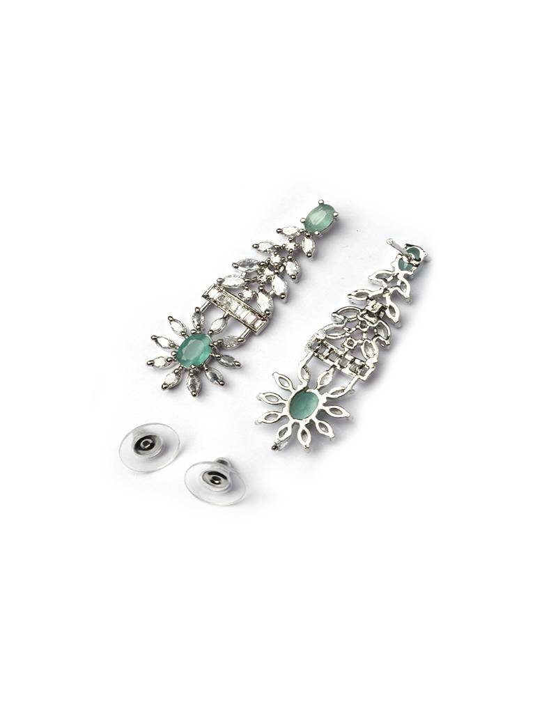 Silver Plated American Diamond Studded Dual Shade Necklace Set : AD142Mint
