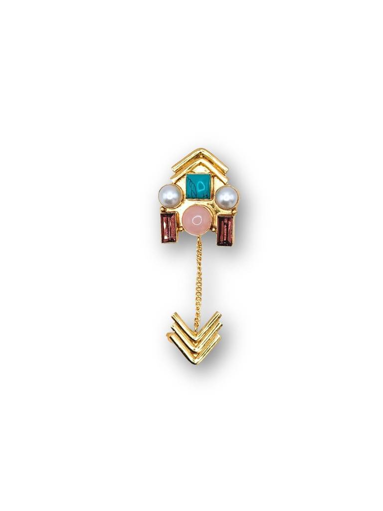 Muktika Stone Adjustable Ring Brass 18K Gold Plated Handmade : BJV035