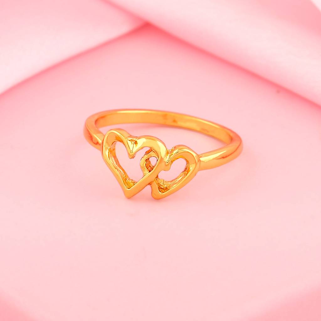 Estele Gold Plated Interlinked Heart Shaped Finger Ring For Women : 484RING