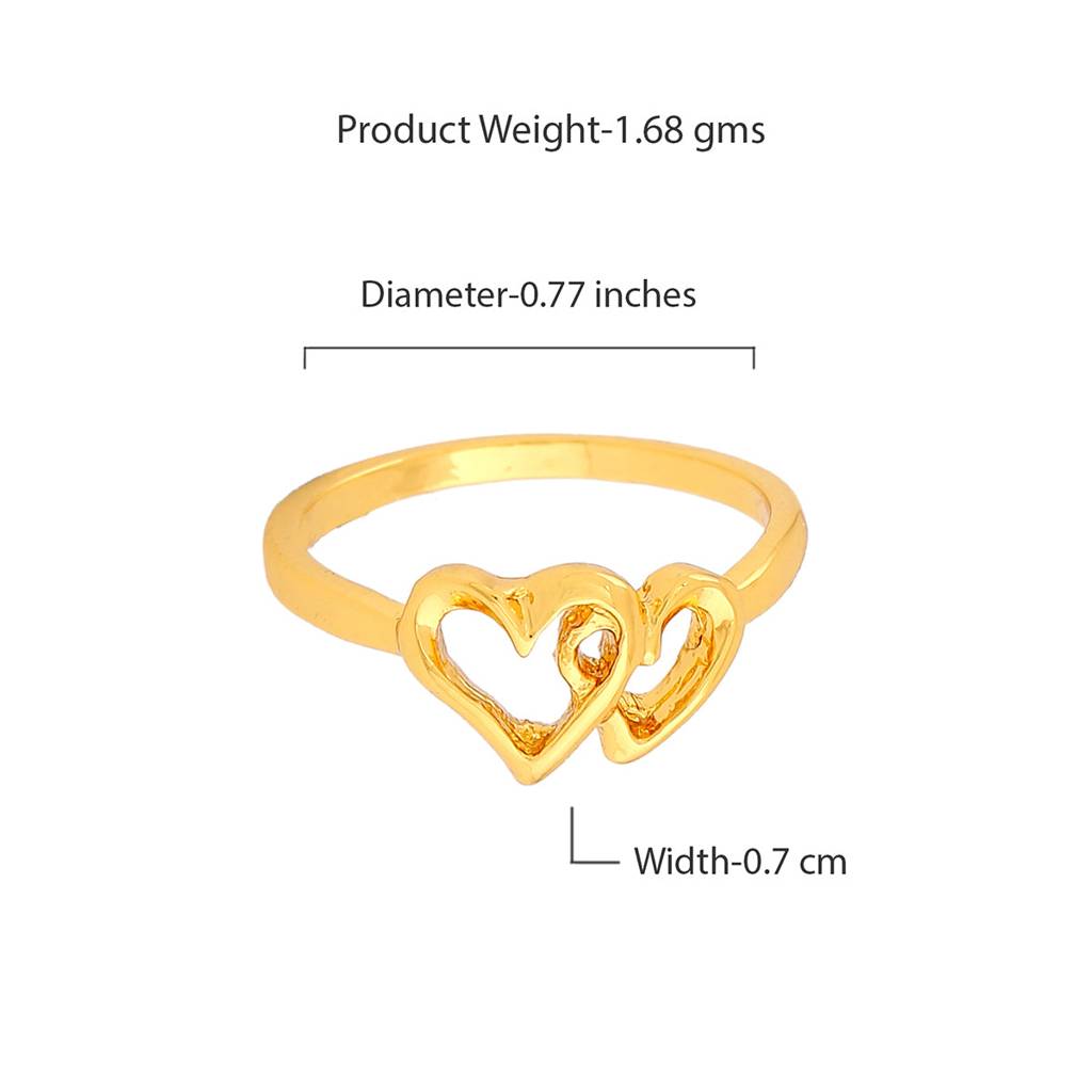 Estele Gold Plated Interlinked Heart Shaped Finger Ring For Women : 484RING