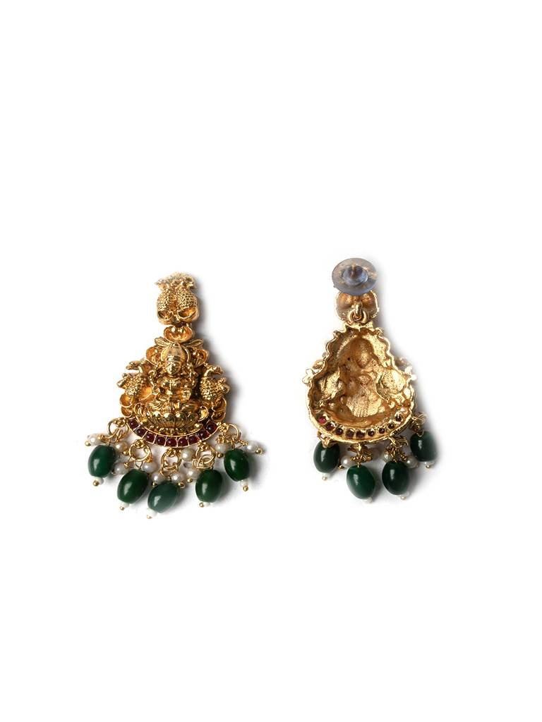 Exquisite Beads Temple Goddess Long Necklace Set : SATJS274Green