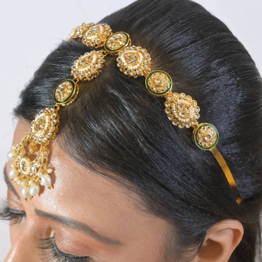 Vasudha Kundan Headband With Maangtika : HAIR0072