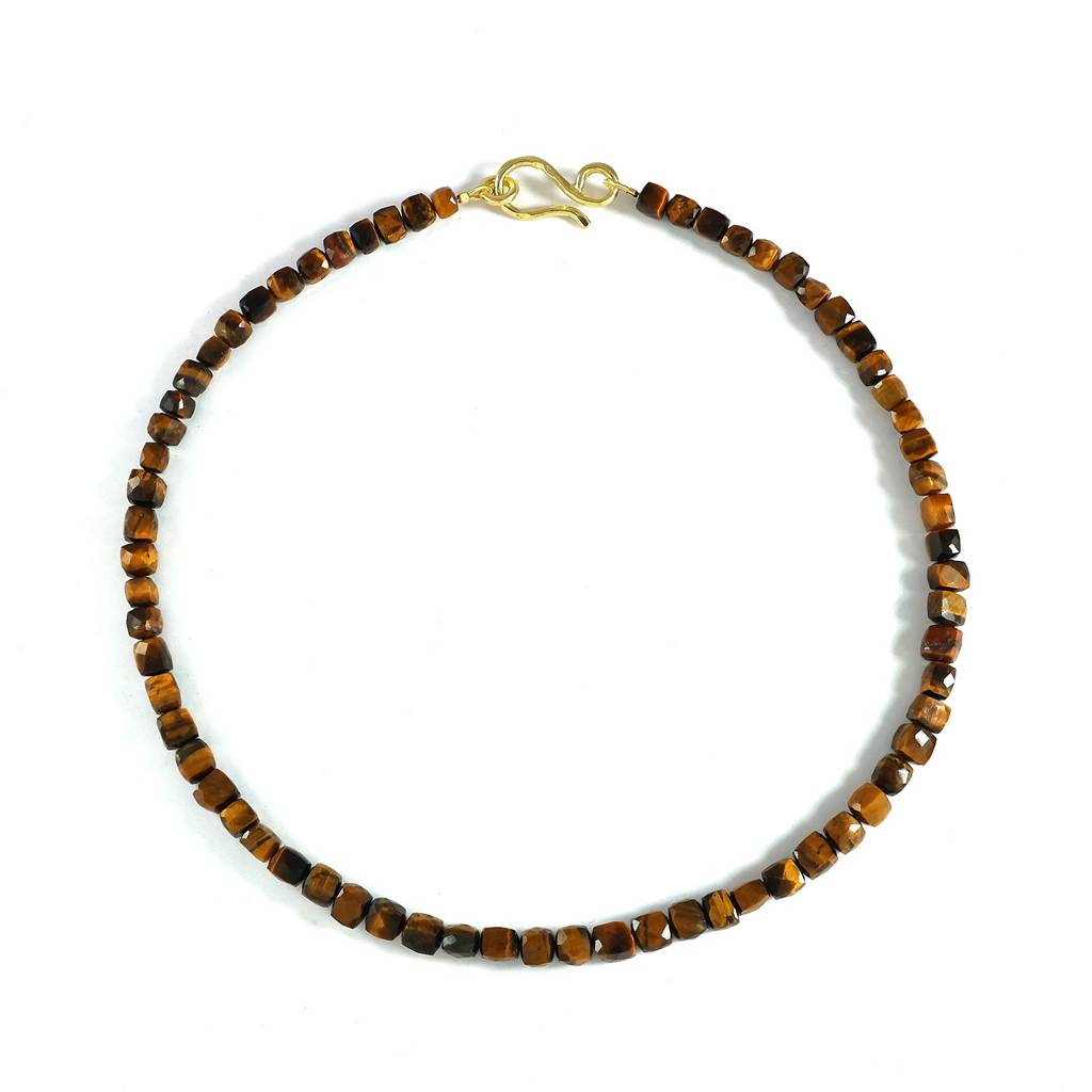 Earth Rhythm Tiger Eye Necklace - Sterling Silver : AVM-12