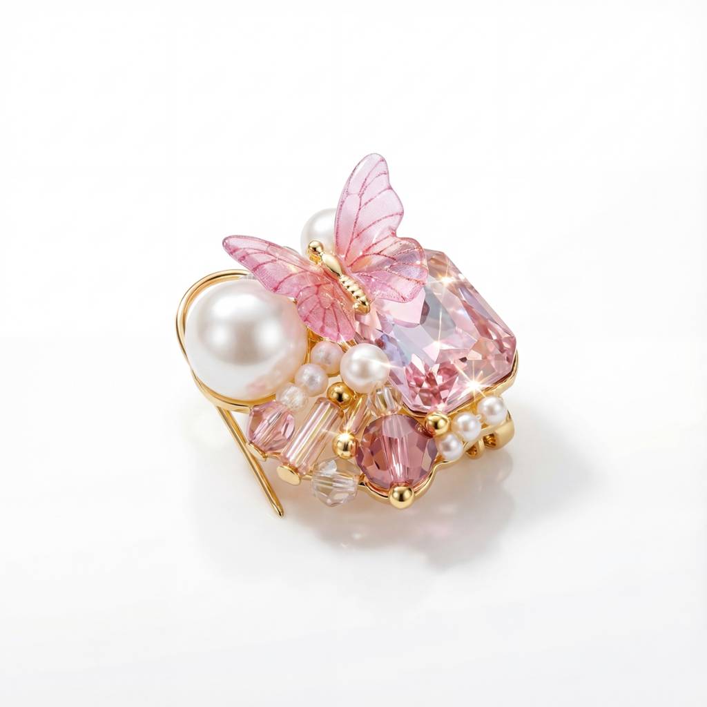 Korean Garden Fantasy Butterfly & Gemstone Brooch : YUFSBH003
