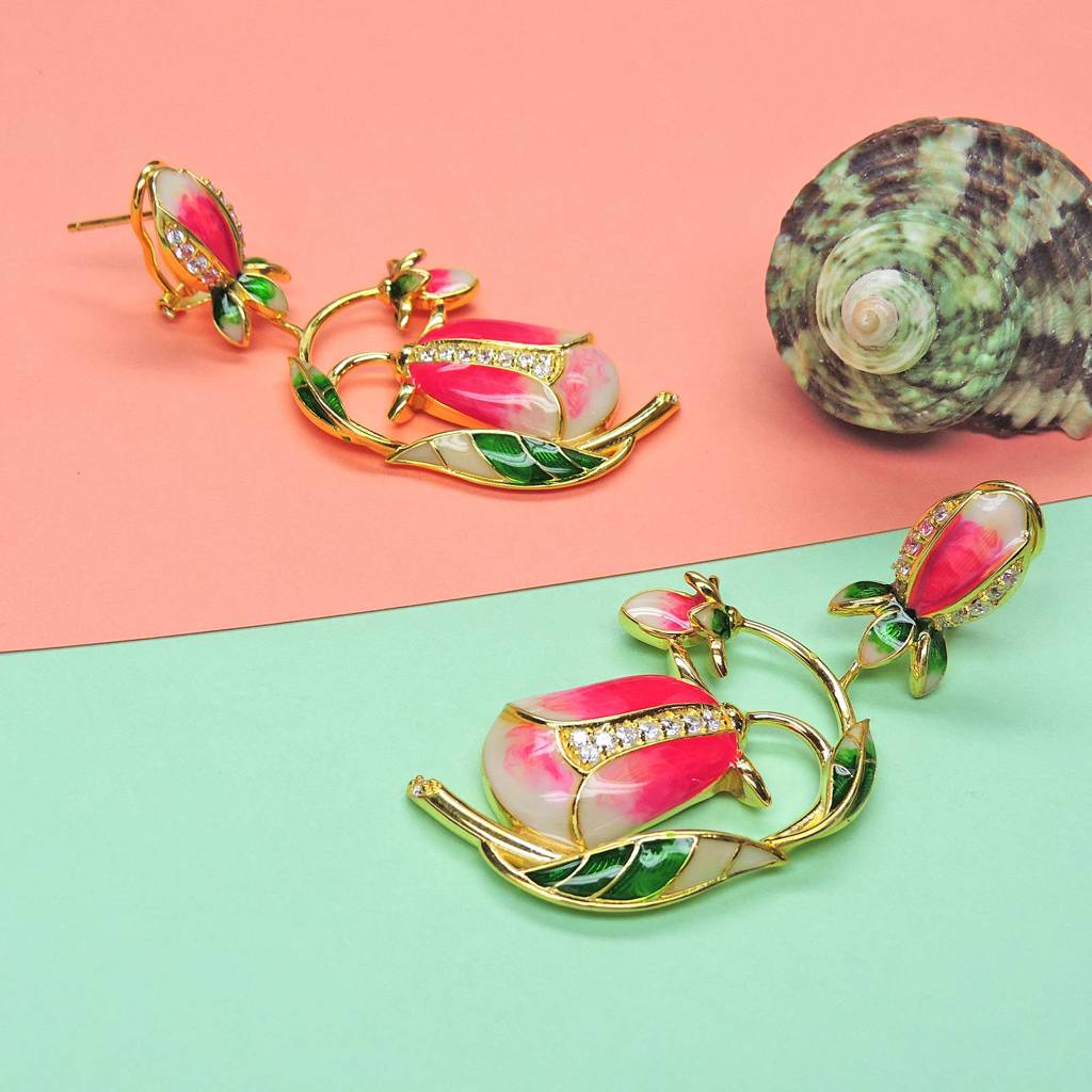 Drop Dead Pink Tulip Earring : 2290ER