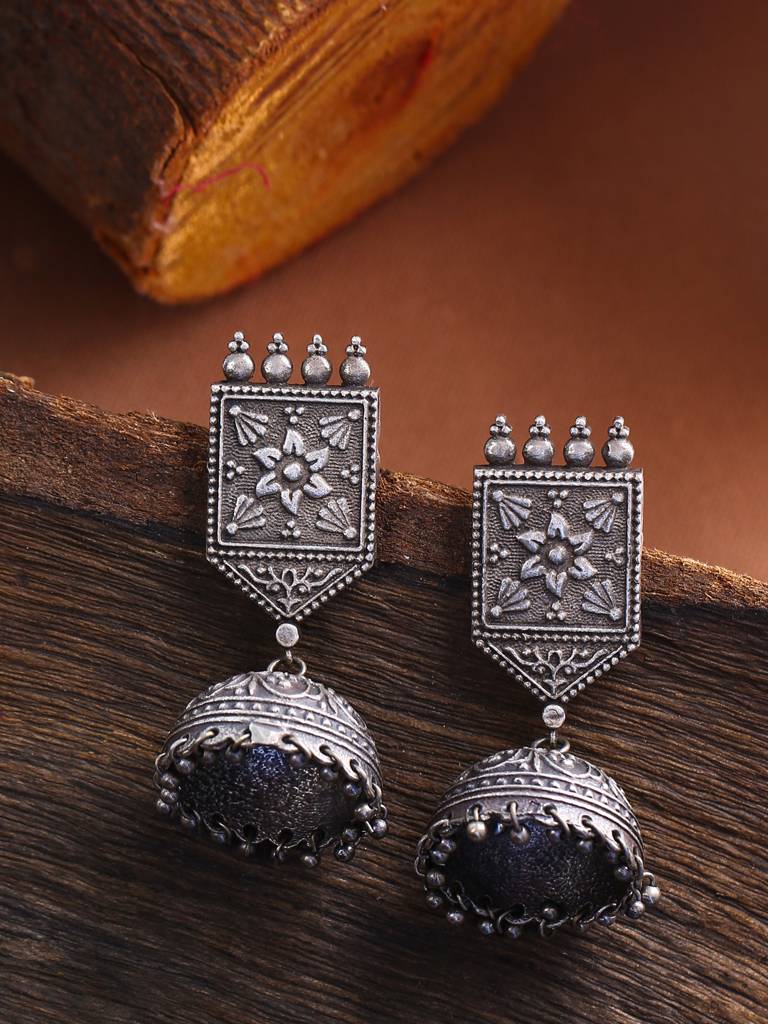 Classic Silver Jhumkas : ABGDE10
