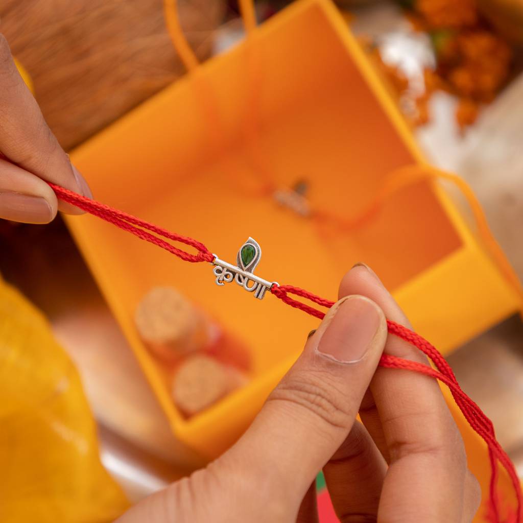 925 Sterling Silver Moh Auspicious Krishna Rakhi For Kids, Men, And Women : SRK50177-R