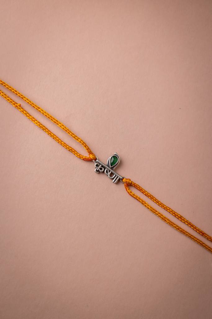 925 Sterling Silver Moh Auspicious Krishna Rakhi For Kids, Men, And Women : SRK50177-Y