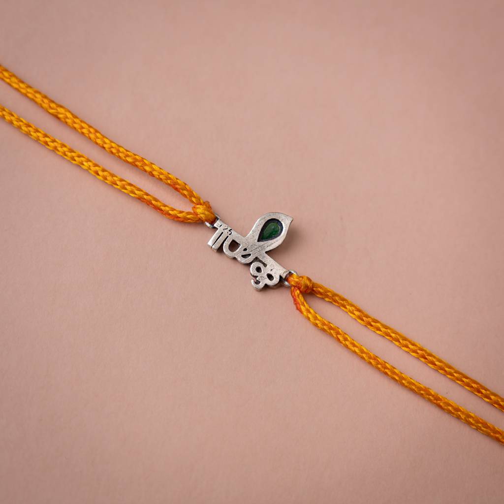 925 Sterling Silver Moh Auspicious Krishna Rakhi For Kids, Men, And Women : SRK50177-Y