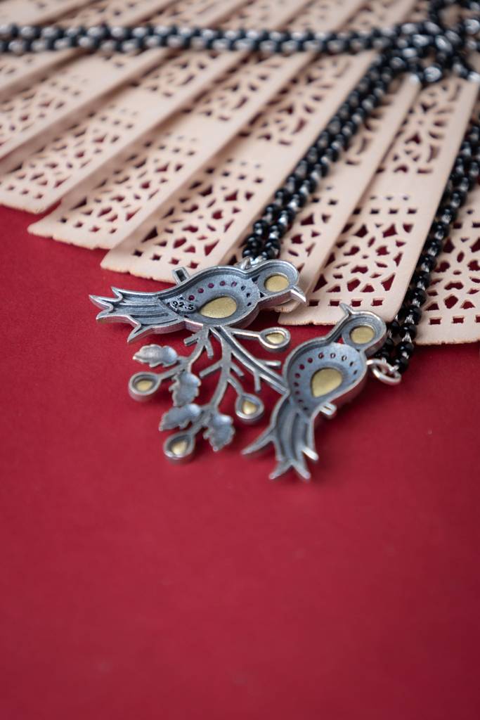 925 Sterling Silver Dulari Chidiya Statement Mangalsutra : SR6009