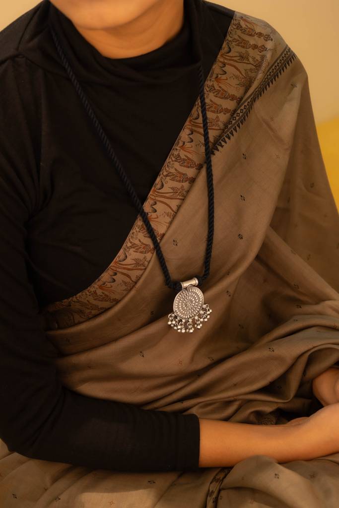 925 Sterling Silver Mizoya Concentric Ghughri Dori Necklace : SN30072