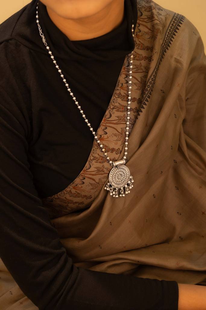 925 Sterling Silver Mizoya Concentric Ghughri Ball Chain Necklace : SN300704