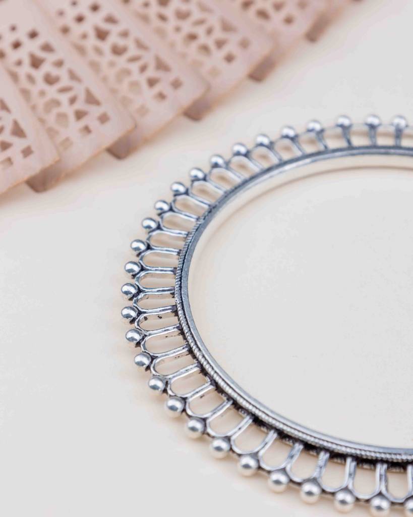 925 Sterling Silver Anvaya Carved Embossed Gokhru Bangle : SK1076