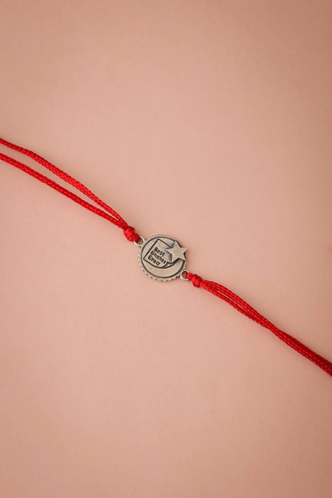 925 Sterling Silver Moh Best Brother Ever Rakhi For Kids, Men, And Women : SRK5013-R-2-1
