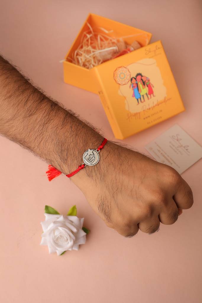 925 Sterling Silver Moh Best Brother Ever Rakhi For Kids, Men, And Women : SRK5013-R-2-1