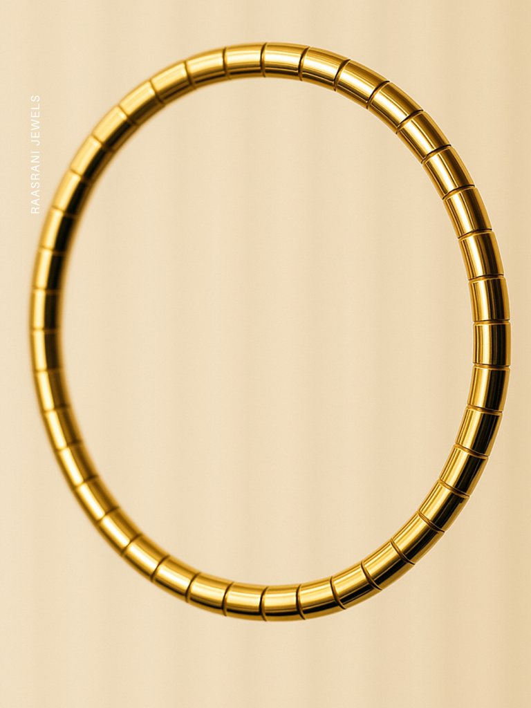 Gold Designer Striped Bracelet | 18K Gold Plated Anti-Tarnish Bangle : ATB624GDSB