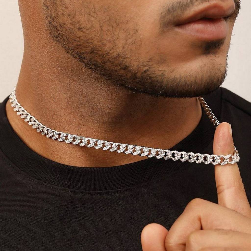 Masculine Links Silver Plated 925 Sterling Silver Men'S Chain : CH-10054-S-20-INCH
