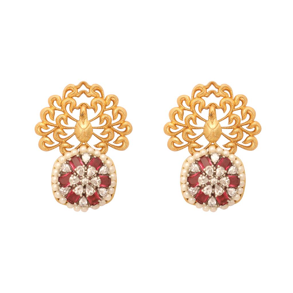 Diamond Essence Gold Oxidised Anti Tarnish Earrings : YI24A0251E