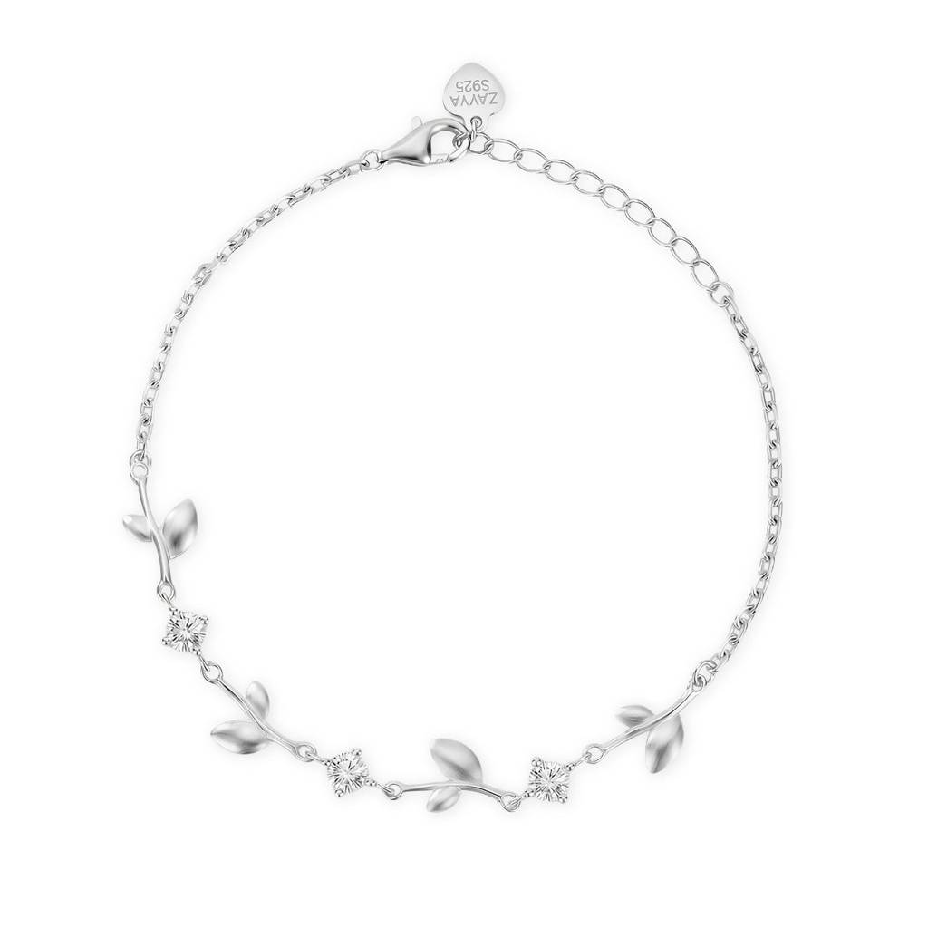 Luminous Orbit Rhodium Plated 925 Silver Bracelet : BR-80490-R