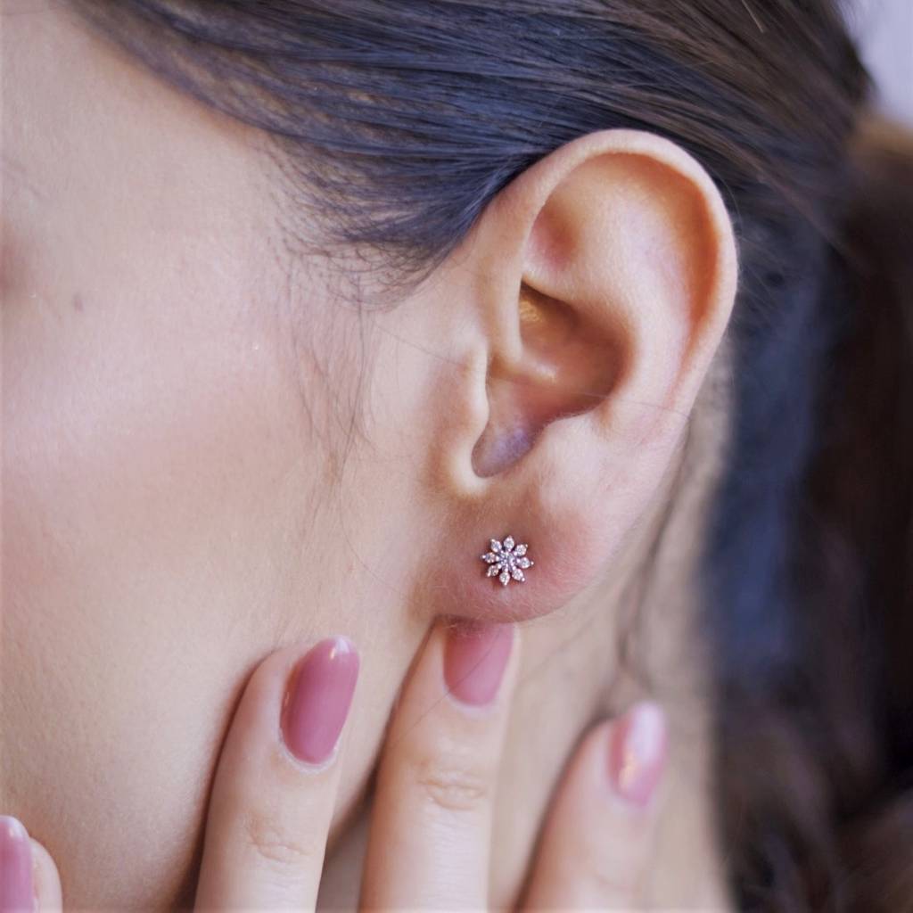 Nakshatra Floral Studs 925 Silver Earrings : EAR-20131