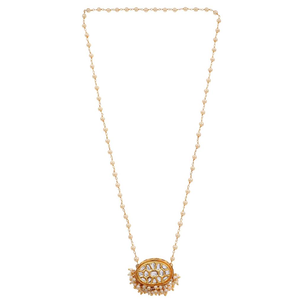 22Kt Gold-Plated Sunrise Kundan Pearl Chain Necklace : PE11021
