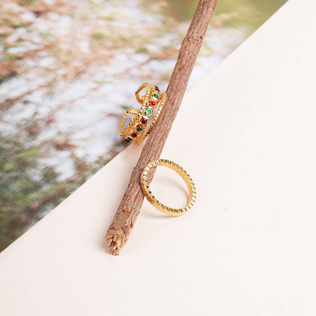 Palmonas Heart Enamel Ring Set For Women - Waterproof & Anti-Tarnish : RG-SET-003