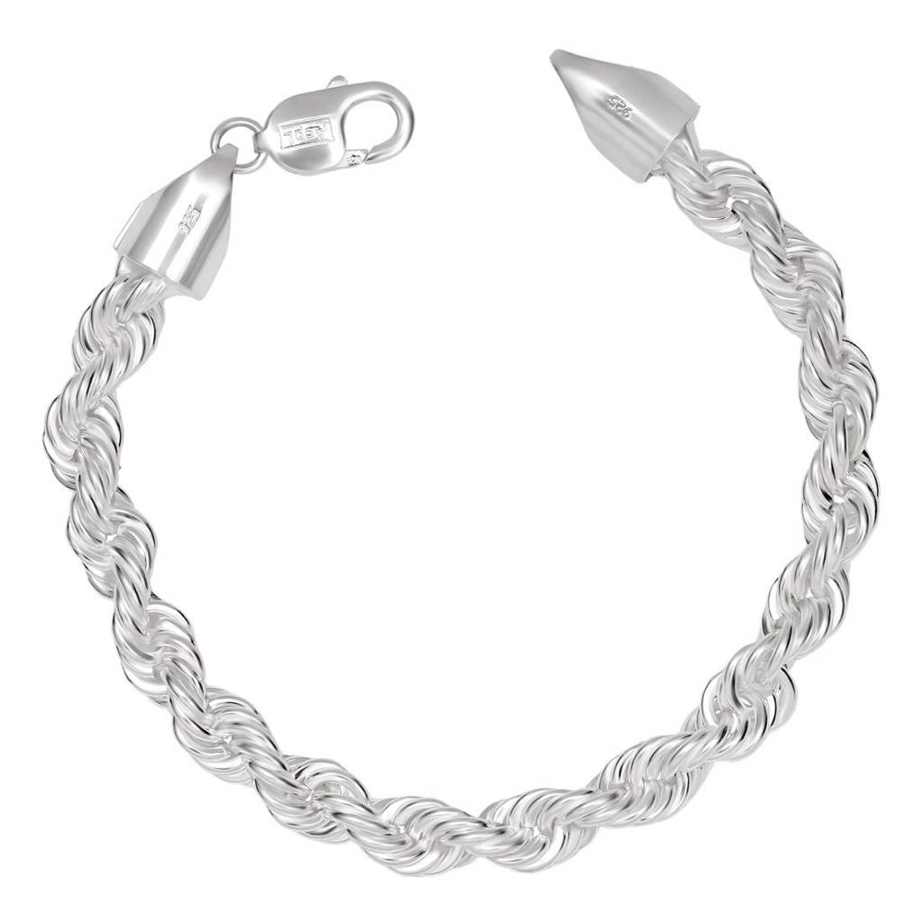 Masculine Silver-Plated 925 Sterling Men'S Twisted Chain Bracelet : M-BR-80427-85-7-S
