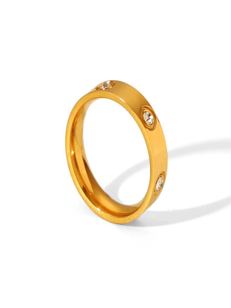 Round Zircon Minimal Ring 18K Plated Waterproof Anti-Tarnish : AHC0925R137G_6