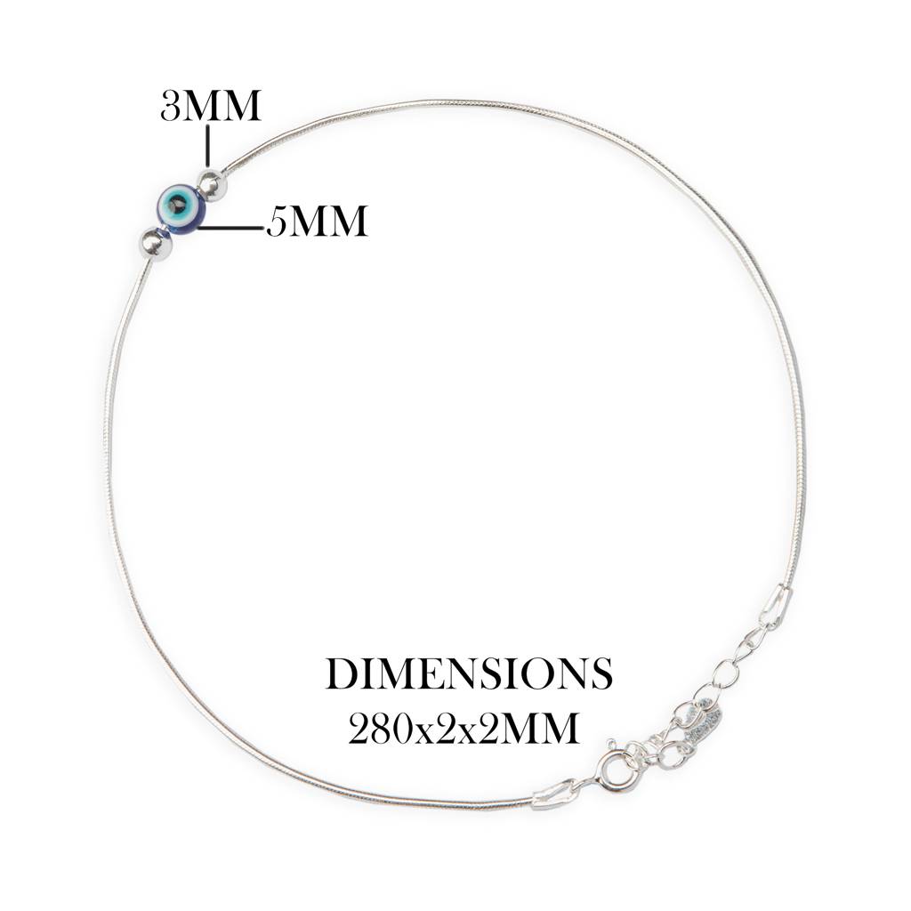 925 Pure Silver Evil Eye Anklet : AK1005
