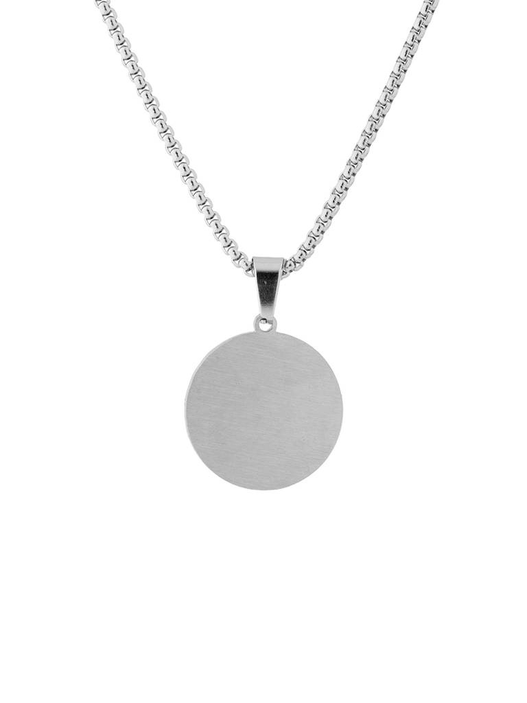 Signature Lunar Disc Silver Pendant Necklace For Men : 8905124576108