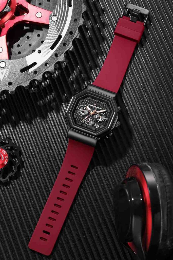 Daniel Hechter Paris Daumesnil Collection Analog Watch For Men Hexagonal Chronograph Watch Black Textured Dial,  : DHM1018-03X