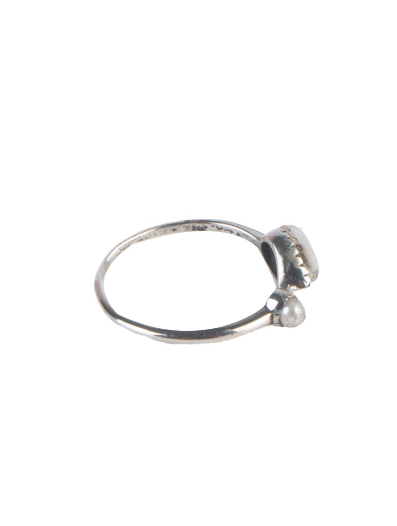 925 Sterling Silver Pearl Ring For Women Handmade Gemstone Ring Adjustable Statement Jewelry Birthday Gift : FU-1065