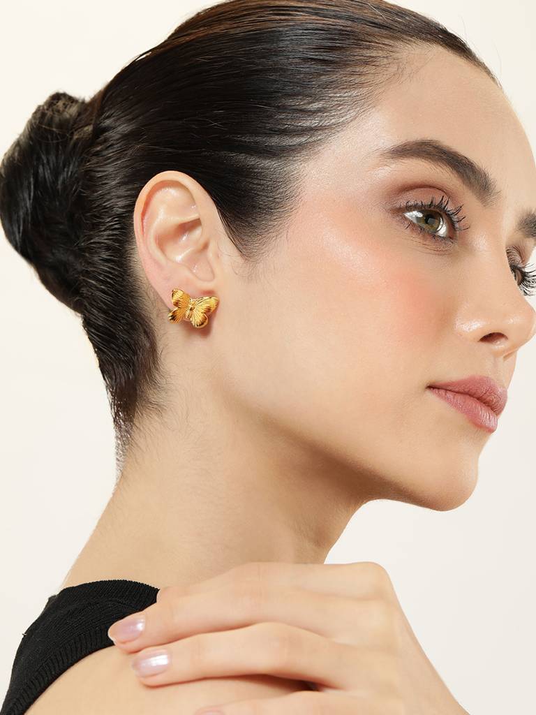 Golden Chic Butterfly Earrings : AVER10089