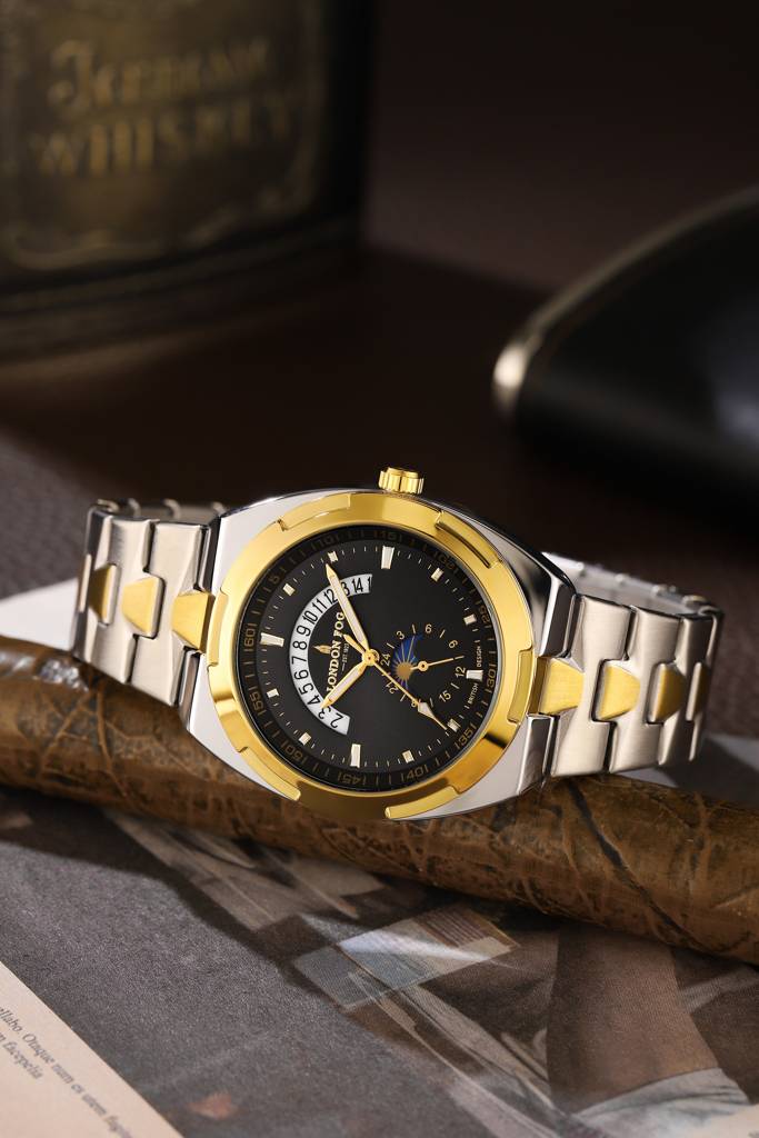 Camden Collection Analog Quartz Watch For Men With Round Dial, Retrograde Date Display, 24-Hour Day-Night Indica : LFM10021-11
