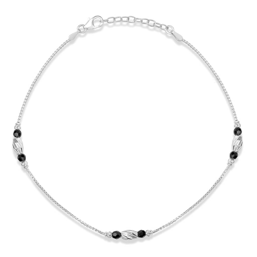 Elegant 925 Sterling Silver Box Chain Anklet : ANK-60400-PAIR-R