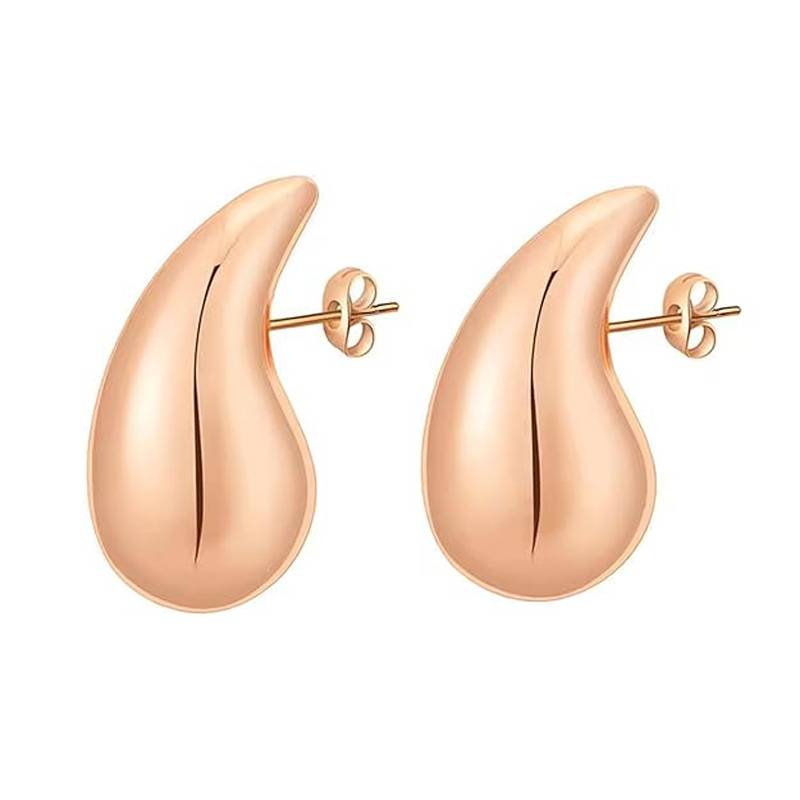 925 Pure Silver Rose Gold Tear Drop Stud Earrings | Small Cute Studs : TWP1142