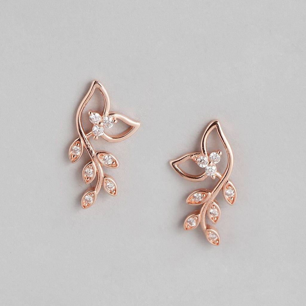 Greek Goddess 925 Silver Jewellery Set In Rose Gold Platring : EAR-20074