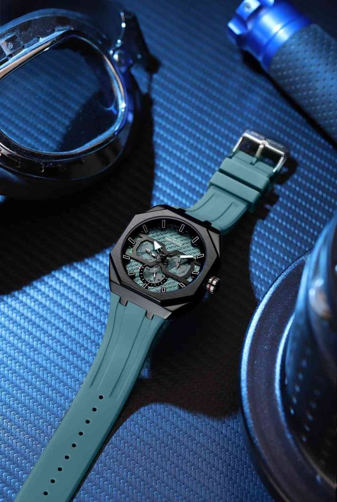 Daniel Hechter Paris Kleber Collection Sporty Multifunction Watch For Men With Checkered Geometric Dial, Day & Da : DHM1023-04