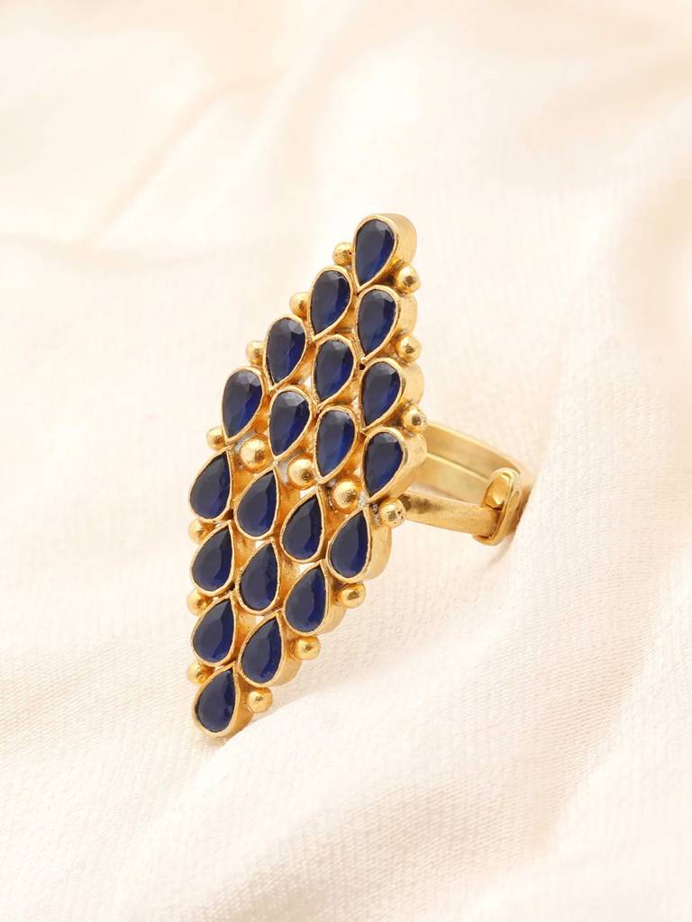 Silver Gold Plated Blue Ring : U100SG015R0075