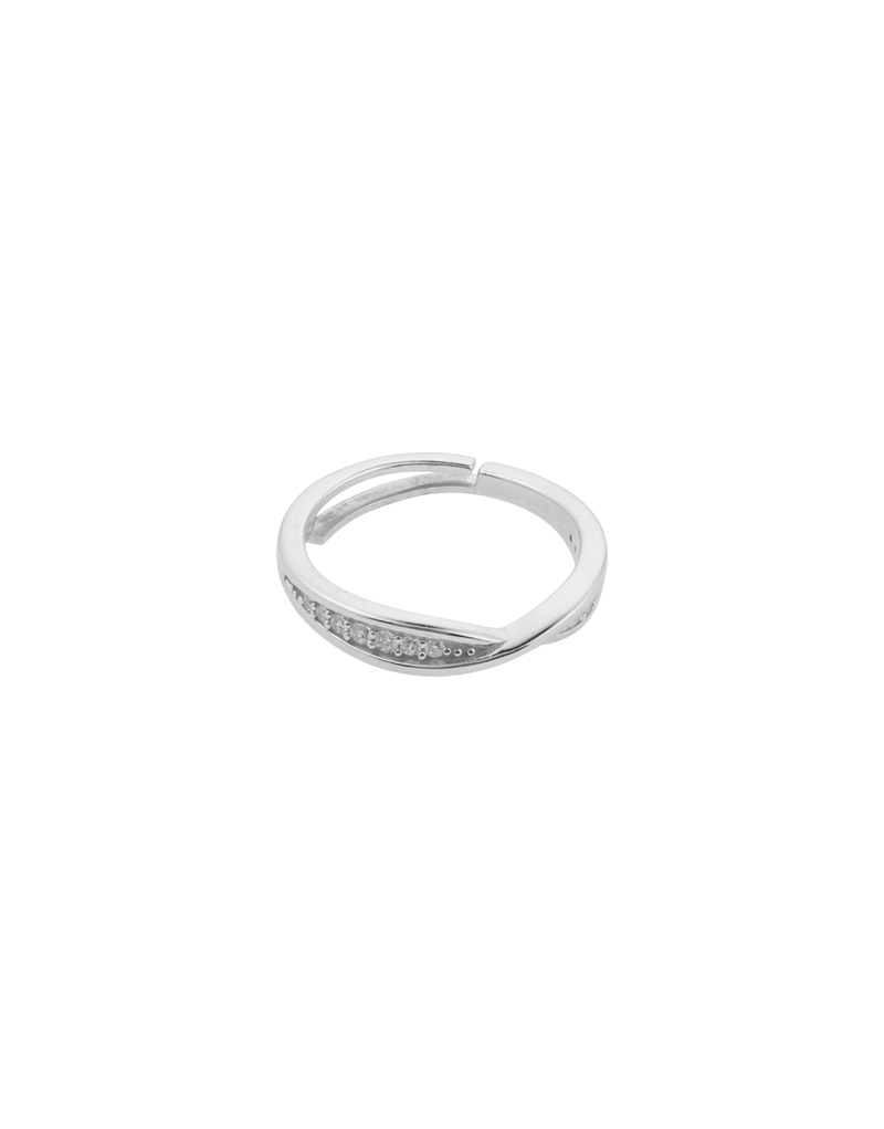 Elegant Crossover Cz Band Ring In 925 Sterling Silver : RG-80002-R