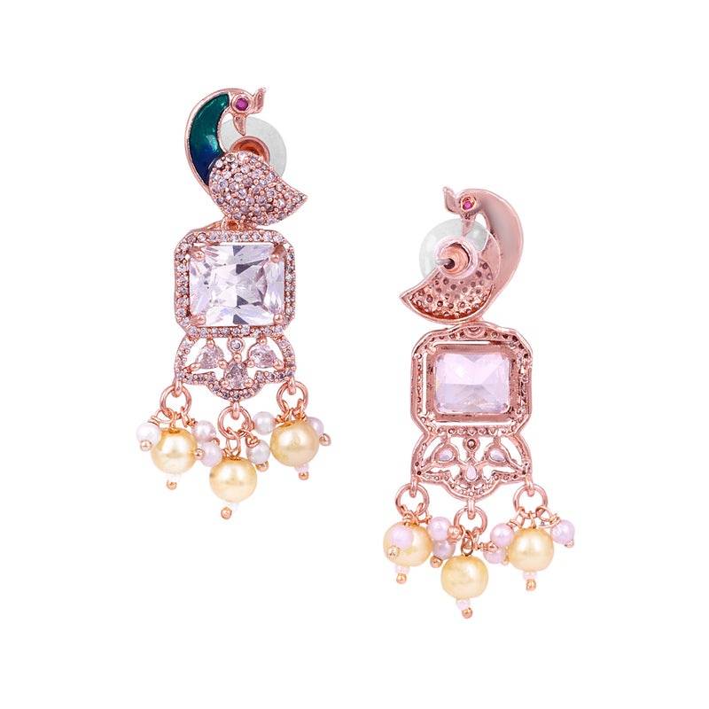 Luxury Rose Gold Finish Cz Multi String Choker Set – Bridal & Festive Wear : AD-934-RGWENKER