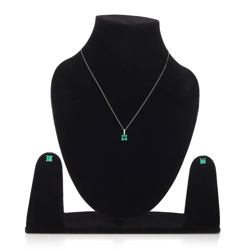 Iski Uski 925 Sterling Silver Deena Emerald Pendant Set