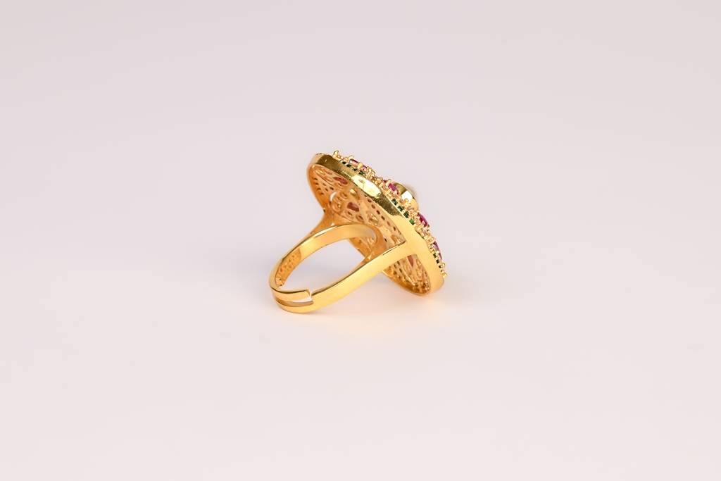 Heera Panna Ornate Ring : HPR01